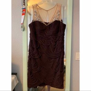 Adrianna Papell Ruched Evening Dress with Beading